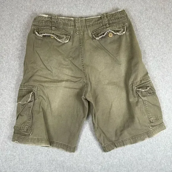 Abercrombie & Fitch Mens Size Medium Cargo Shorts Green Pockets Distressed - Picture 3 of 7